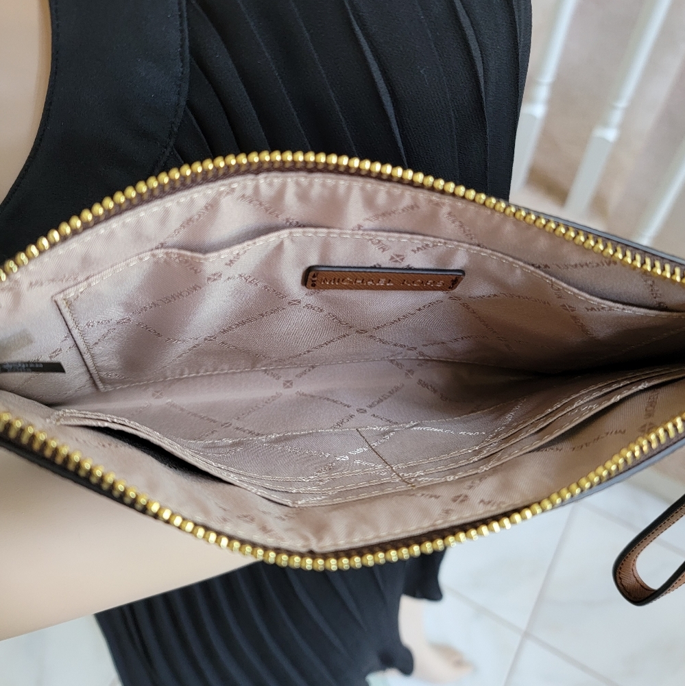 Michael Kors Jet Set LG Floral Wristlet Clutch Brown - Picture 3 of 6